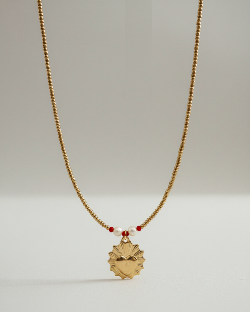 Corazon de perla choker