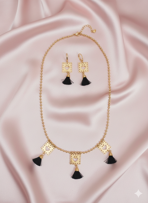 Set collar y aretes papel picado