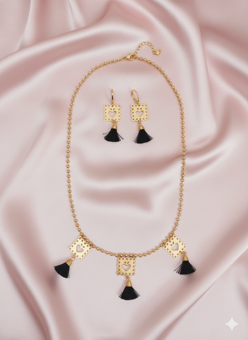Set collar y aretes papel picado